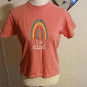 Comfort Colors Pink Be Kind Rainbow Tee